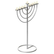 Vintiquewise  24 x 10 x 16.5 in. Modern 9 Branch Lighting Thin Pipe Hanukkah Menorah, Silver - Aluminum - Small