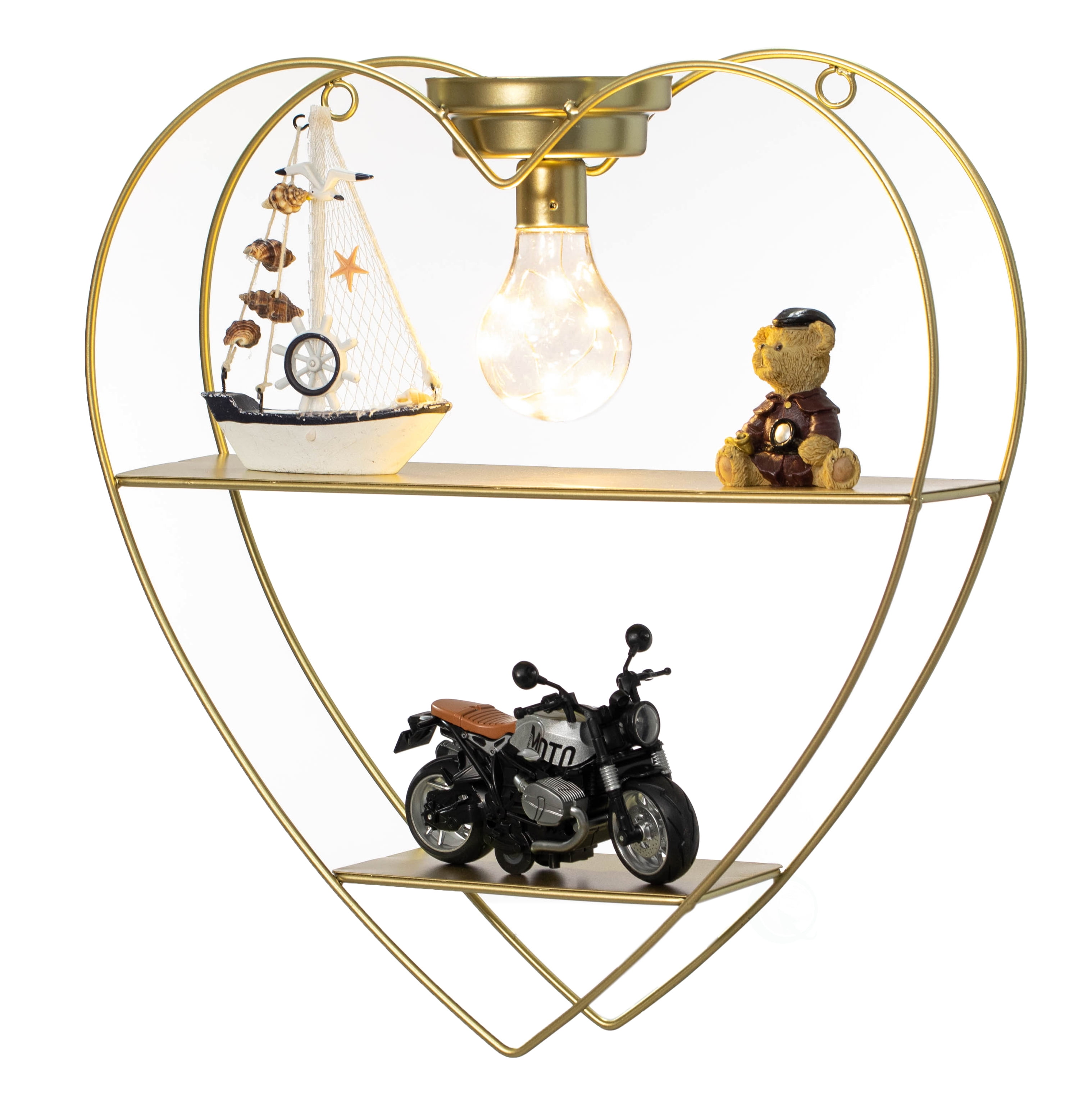 Fresh Look at Vintiquewise Heart Shaped 2 Tier Floating Metal Wall Shelf With