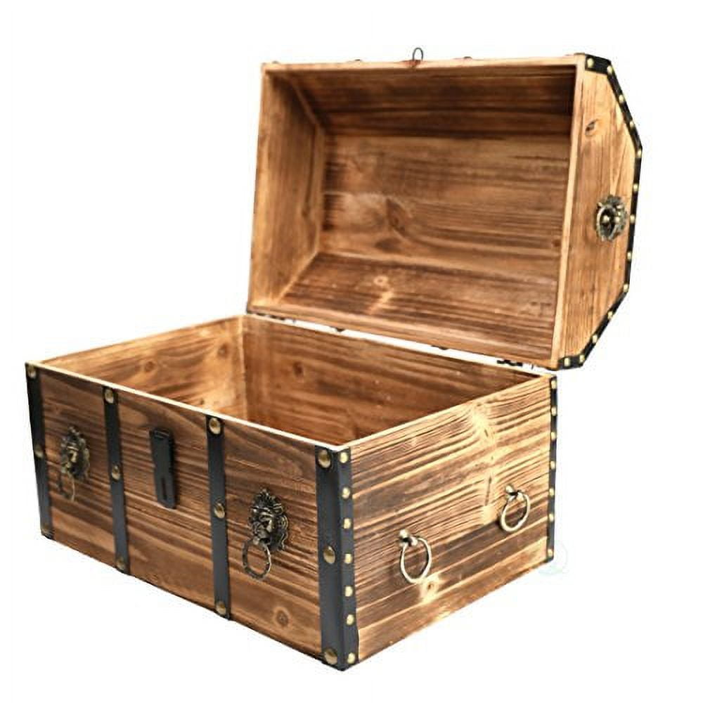 Vintiquewise Large Wooden Decorative Pirate Lockable Trunk with Lion ...