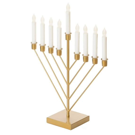 Vintiquewise Nine Branch Electric Chabad Judaica Chanukah Menorah Gold