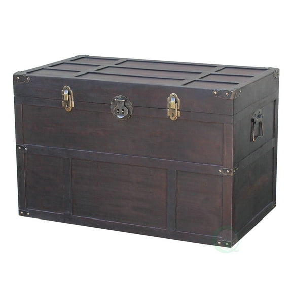 Vintiquewise Old Cedar Style Large Lockable Wooden Chest, Multicolor, Large Cedar Chest