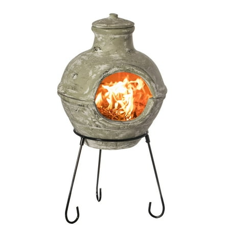 Vintiquewise Outdoor Beige Clay Chiminea 27.25” Accent Design “Finish” Clay Chimineas