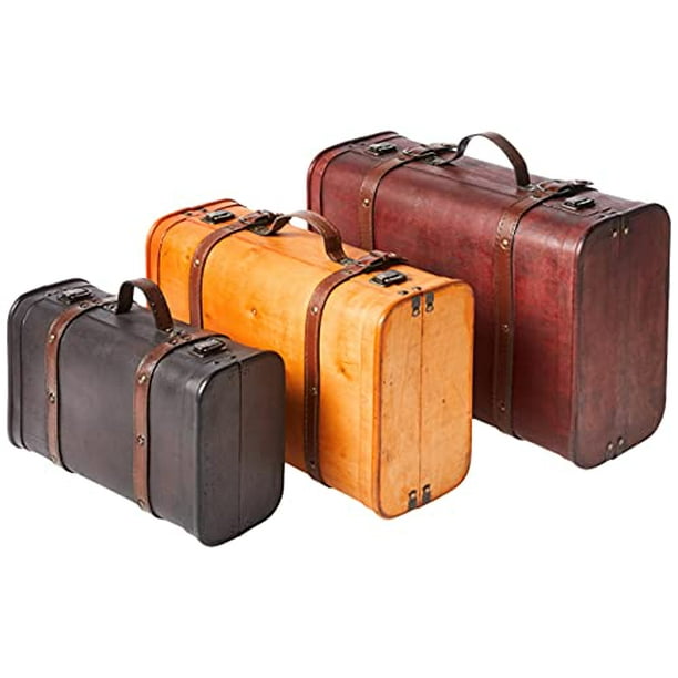 Vintiquewise QI003068.3 3 Colored Vintage Style Luggage Suitcase Trunk Set of 3 Walmart Business Supplies