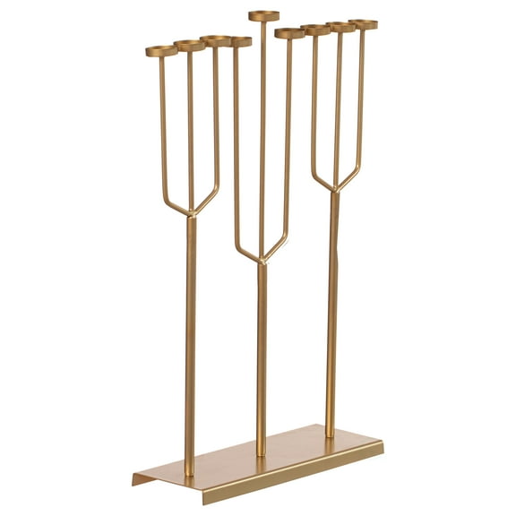 Vintiquewise QI004643.DG.S Modern Design Small Hanukkah Menorah Exceptional presentational piece, 9 Branch Tea Light Candle Holders, Gold