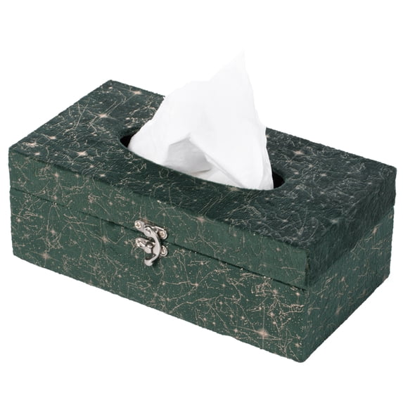 Vintiquewise Velvet Modern Paper Facial Tissue Box Holder White and Gold Rectangle