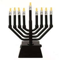 Vintiquewise Wall Mount 9-Branch Hanukkah Menorah with LED Candles Illuminated Display Contemporary Decorative Accent Judaica Centerpiece and Meaningful Gift for Hanukkah Celebrations, Modern Black