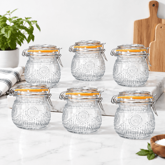 Vintmason Jars With Airtight Lid 16oz Canister Quart For Kitchen Stor- Coffee Sugar Beans 6 Pack