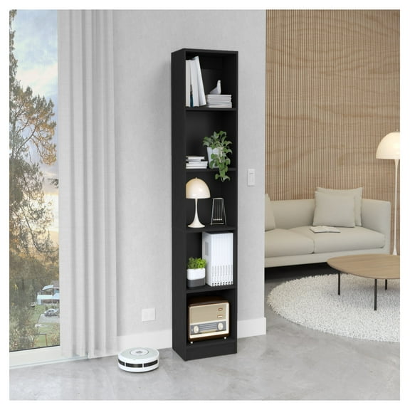 Vinton XS Bookcase Compact Bookshelf with Multiple Shelves, Black
