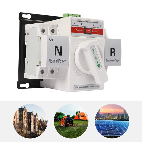 Vintoro 110V Mini Dual Power Automatic Transfer Switch, Self Cast Conversion, AC-33iB 2P 63A Toggle