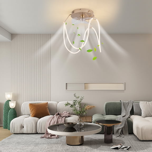 Vintoro 14in LED Ceiling Fan Flush Mount Enclosed Ceiling Fan w/ Light & Remote Control