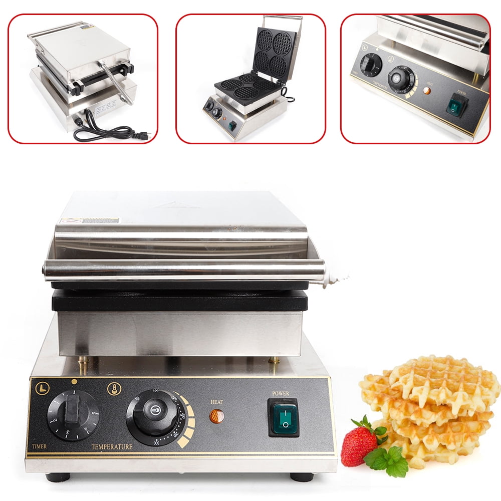 Vintoro 1750W 110V Commercial Electric Waffle Maker, Stainless Steel Non-stick Waffle Machine, 50-300℃