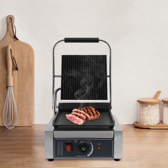 Vintoro 1800W 110V Commercial Sandwich Panini Press Grill, Electric Sandwich Maker, Pannini Machine