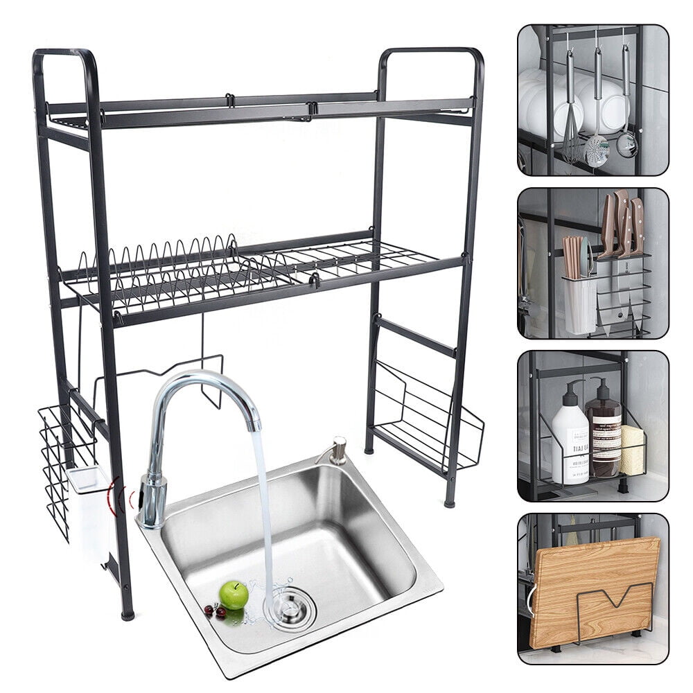 Vintoro 2-Tier Stainless Steel Dish Drainer, Removable Dish Drying Rack, Over The Sink, Countertop
