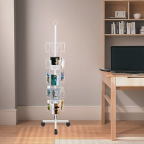 20 Rotating Pockets Display Rack, White Greeting Post Card Rack Stand, Display Stand Spinning