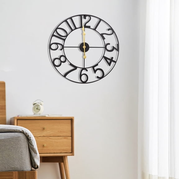 Vintoro 24" Metal Iron Wall Clock with Gold Hands, Large Cut-Out Decorative Clock, Battery Operated