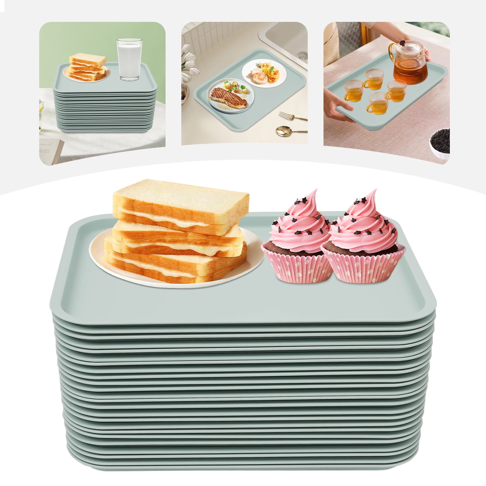 Vintoro 24 PCS Modern PP Trays, Durable Stackable Trays for Fast Food ...