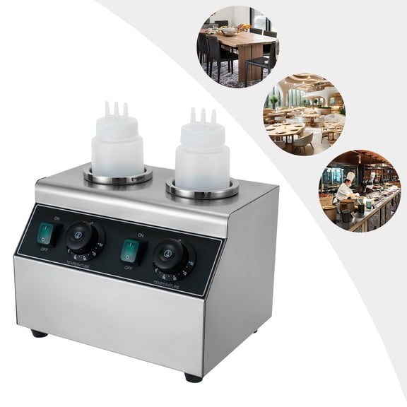 Vintoro 400W 110V Electric Sauce Bottle Warmer, 0.72Qt Hot Chocolate Warmer, Dual-Tank, Free Standing