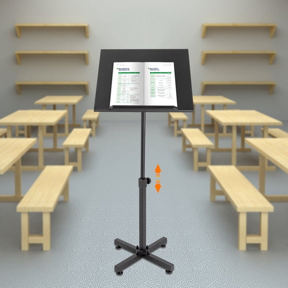 Vintoro 44.09lbs Black Lectern Podium Stand, Height Adjustable Laptop Table, Portable Presentation Standing