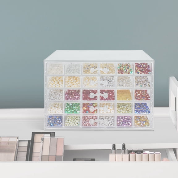 Vintoro 5-layer 120 Grids Empty Nail Art Display Tray, Removable Clear Nail Art Storage Organizer Box