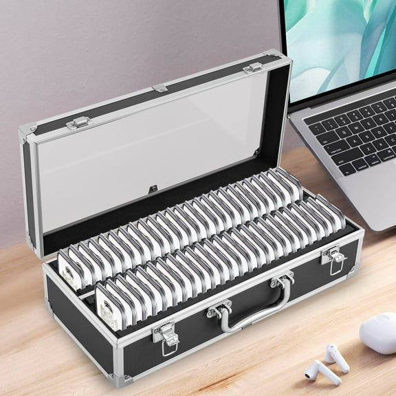 Vintoro 50 Slots Coin Slab Case Two Latch Buckles, Classic Coin Slab Holders, Storage & Display Box Case