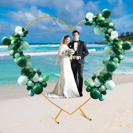 Vintoro 6.89ft Carbon Steel Heart Arch Rack, Reusable Love Column Arch Frame, Wedding Arch, Plant Stand