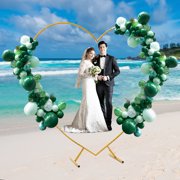 Vintoro 6.89ft Carbon Steel Heart Arch Rack, Reusable Love Column Arch Frame, Wedding Arch, Plant Stand