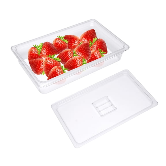 Vintoro 6 Pack Clear Food Pans with Detached Lids, 4'' Deep, PC Material, for Restaurant School Hotel