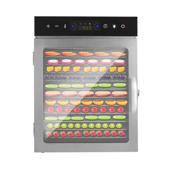 Vintoro 650W 110V Food Dehydrator with Handle and 12 Trays, Stainless Steel Fruit Dryer, LED Light Source