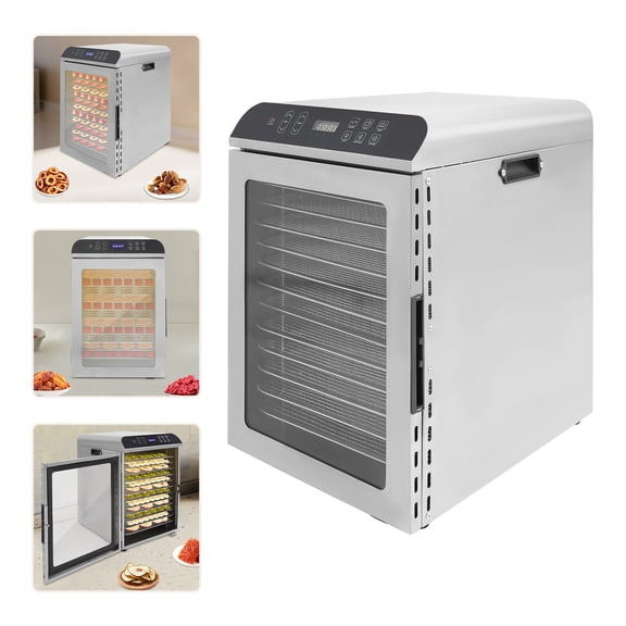 Vintoro 800W Food Dehydrator Machine, Stainless Steel Food Dryer with 12 Grid Trays, Adjustable Temperature and Time