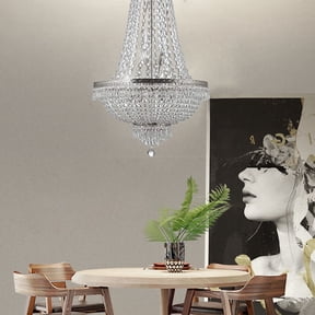 Vintoro 9-Light Ceiling Fixtures, Silver Crystal Entry Way Chandelier, Luxury Pendant Lamp for Bedrooms