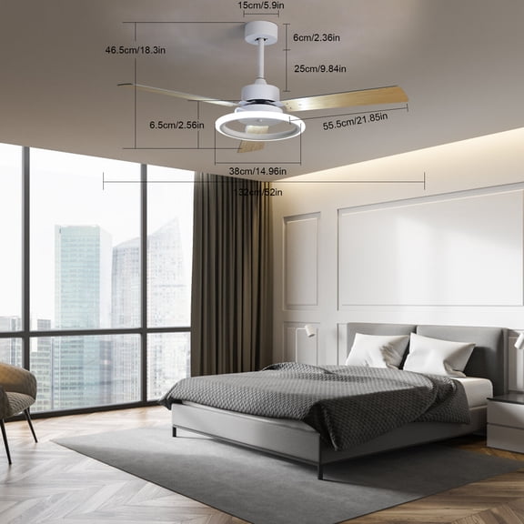 Vintoro Ceiling Fans with Lights, 52 Inch Modern Ceiling Fan and Remote, 6 Speed Reversible Quiet DC Motor