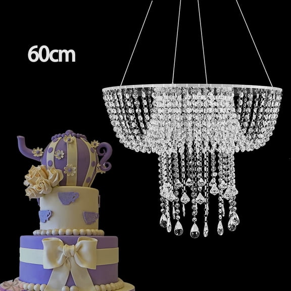 Vintoro Clear Crystal Wedding Cake Stand, Drape Suspended Cake Stand, Hanging Cake Swing(Dia. 60cm)