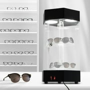 Electric Rotating Clear Display Case, Lockable Acrylic Collections Showcase with LED Light