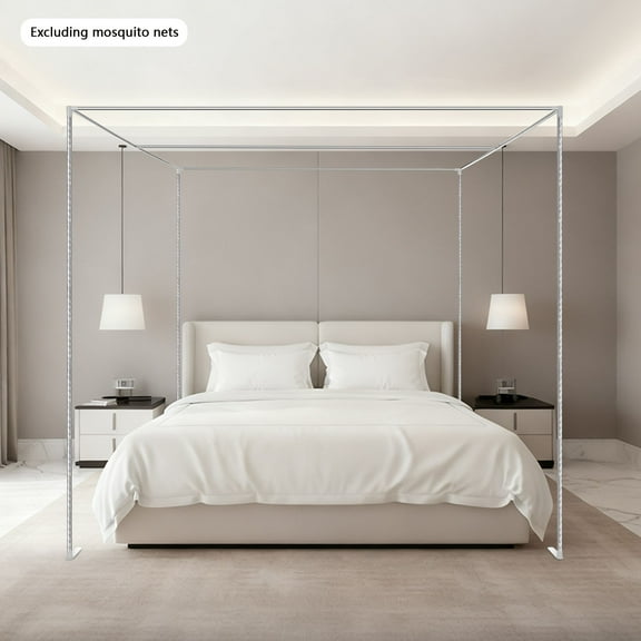 Vintoro Modern Minimalist Canopy Bed Frame, Stainless Steel Frame for 6.56 * 6.56 Feet Beds, Floorstanding