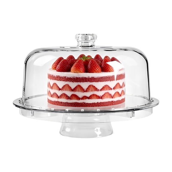 Vintoro PS Cake Stand with Dome Lid, Clear Cake Plate, Reusable Dessert Display Stand
