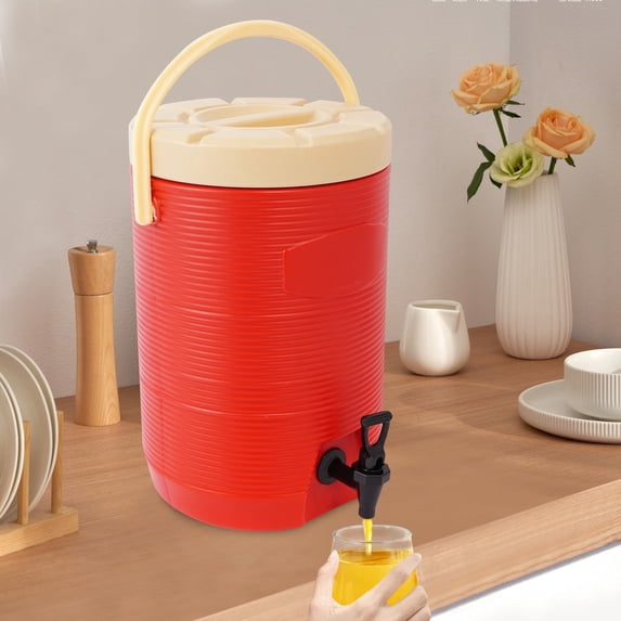 Vintoro Red Insulated Beverage Dispenser with Faucet, Hot & Cold Drink Dispenser, Insulated Container with Handle