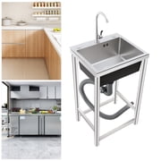 Vintoro Stainless Steel Kitchen Sink with Faucet, Free Standing Utility Sink, Single Bowl Commercial Sink