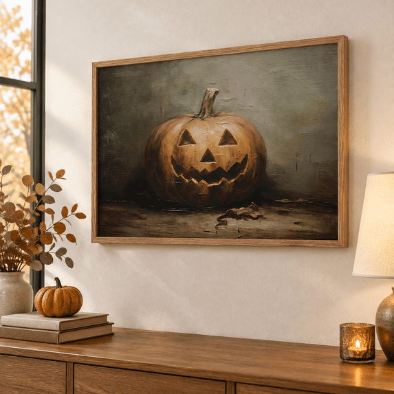 Print Ed Picture Vintpumpkin Wall Art Dark Spooky Decorting Rustic Faller Canvas Prints ...