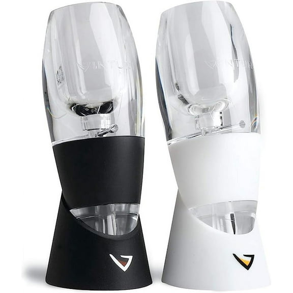 Vinturi Wine Lovers Set Essential Red and White Wine Aerators, Set of 2 black and white