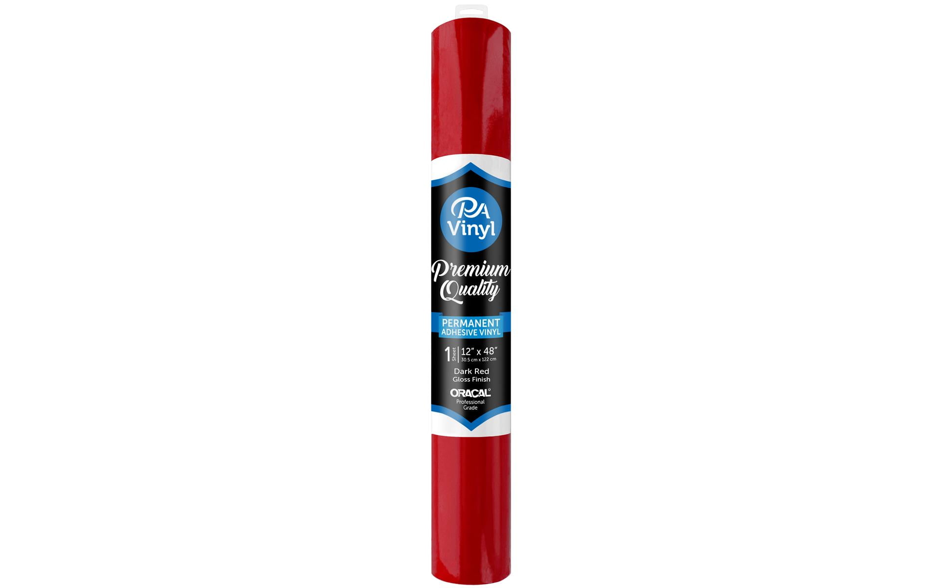 PA Vinyl 12"x 48" Roll Permanent Adhesive Gloss Dark Red