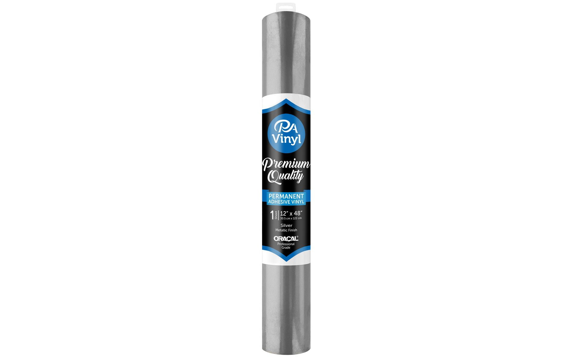 PA Vinyl 12"x 48" Roll Permanent Adhesive Gloss Metallic Silver