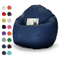 thumbnail image 1 of Vinyl 31x33x20" Small Bean Bag Chair - w/Polystyrene Beads and CertiPUR Foam Filled Bean Bag for Teens and Kids - Dark Navy, 1 of 6