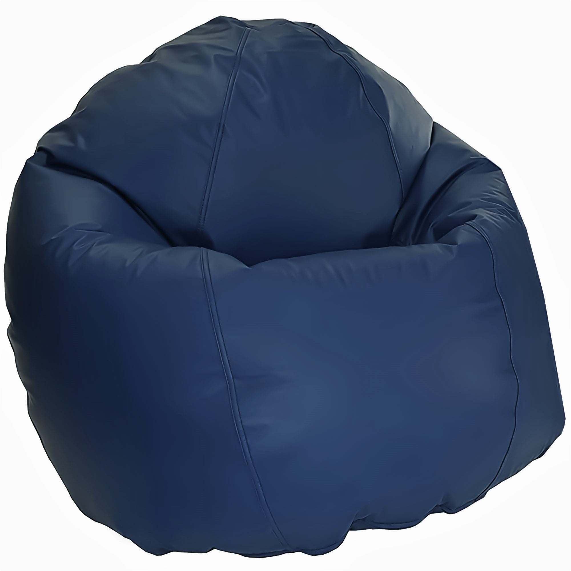 Vinyl 36x36x40" Large Bean Bag Chair - w/Polystyrene Beads and CertiPUR Foam Filled Bean Bag for Adults, Teens and Kids - Navy Blue