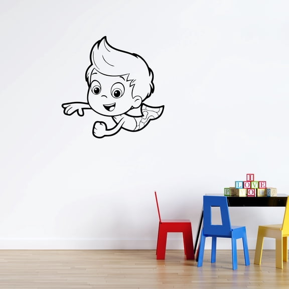 Vinyl Adhesive Bubble Guppies Gil Wall Art Decal - 20" x 21" Kids Bedroom Nursery Room Cartoon Comedy Series Decoration Sticker | Removable Home Wall Art Decor