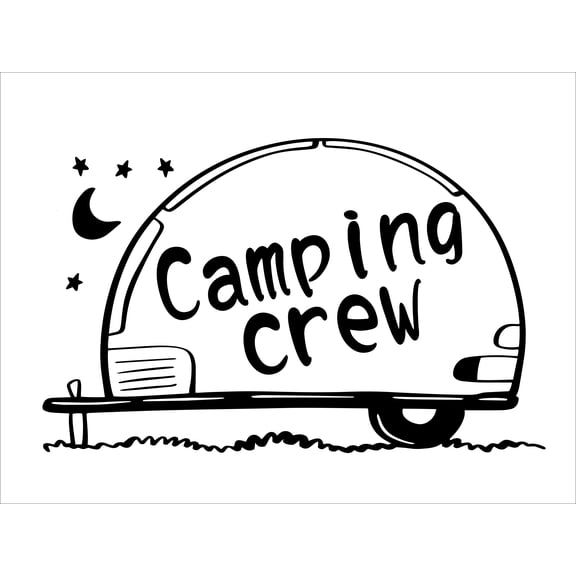 Vinyl Adhesive Camping Crew Quotes Wall Art Decal - Stick And Peel Kids Bedroom Living Room Car Camping Decoration Sticker - Black | 15" x 20" DIY Removable Home Wall Decor