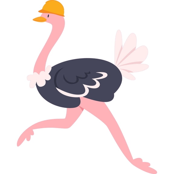 Vinyl Adhesive Cartoon Decor Art Ostrich Design Kids Bedroom Nursery Multicolored Wall Decal - 20" x 24" Removable Home Living Room Large Flightless Bird Zoo Animal Decoration Wall Art Sticker