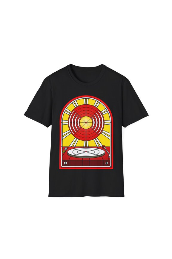 Vinyl Album Stained Glass Unisex Softstyle T-Shirt, Music Lover Retro Tee