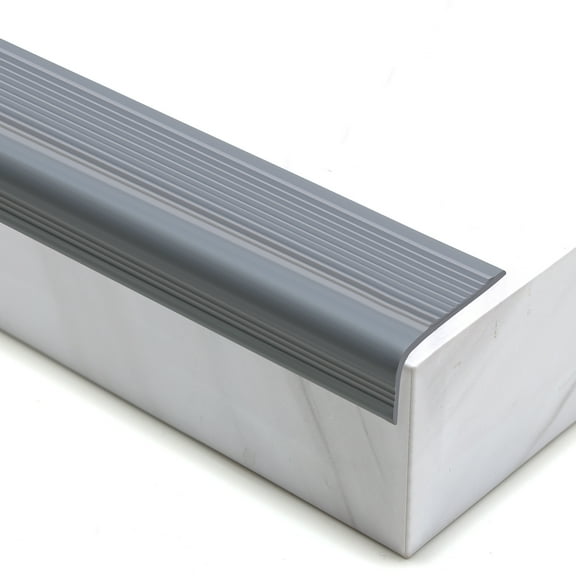 Vinyl Anti-Slip Stair Nosing, Self Adhesive Non-Slip Staircase Step, Flexible Rubber Treads Edge Protector Molding Trim for Outdoor & Indoor Uses (16.4ft, Gray)