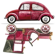 Vinyl Antique Car And Beetle Decoration Home Bedroom Living Room Art Adhesive Wall Decal - 25" x 25" Removable Kids Bedroom Car Lovers Art Red Vintage Cars Multicolored Design Wall Decor Sticker