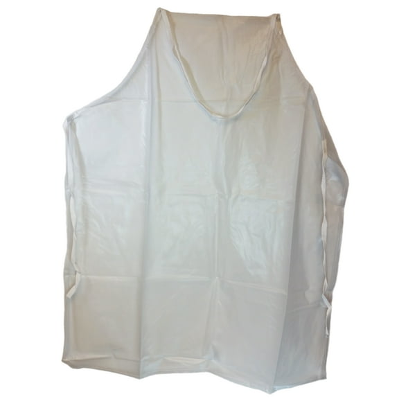 Apron, Vinyl 27 inches width by 42 inches length. With reinforced tie strings.